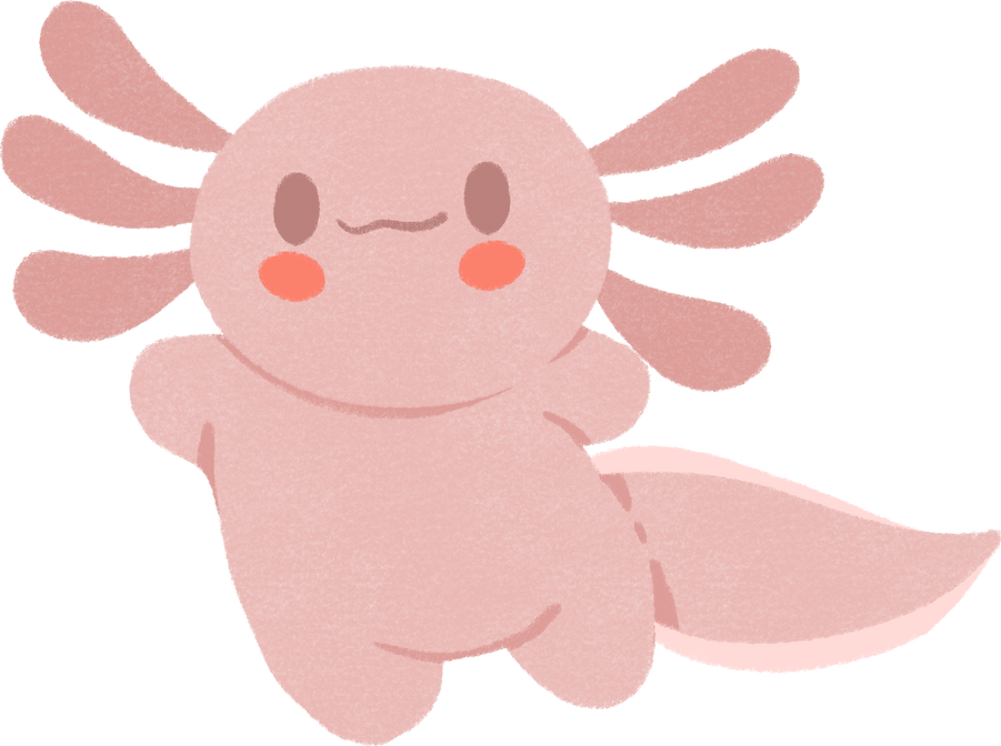 Handdrawn Textured Cute Axolotl 